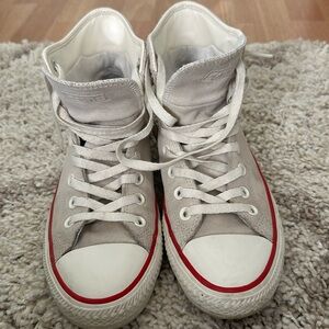 Converse Kids High-Top Sneakers - Cream with Red and Blue